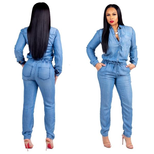 Zweiteilige Damenhose, modischer Herbst-Overall, Damen-Denim-Playsuits, Übergröße, hautenges Kleidungsstück, langärmelige Jumpsuit-Jeans 230711