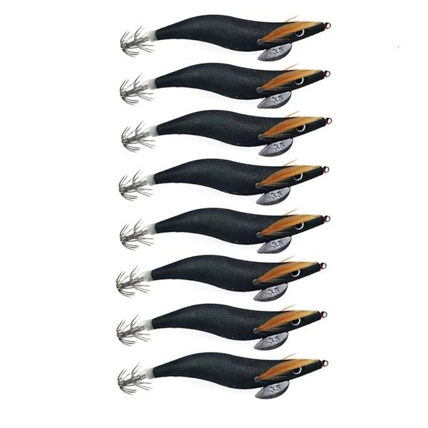 Baits Lures 8 Stück künstliche Tintenfischvorrichtungen zum Anlocken hölzerner Garnelenköder 10 cm 13,5 cm 2,5# 3,5# Oktopusköder mit Box 230711