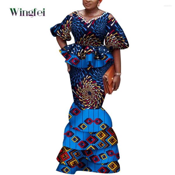 Abbigliamento etnico Moda donna africana Boubou Abiti eleganti Dashiki per gonna e top Set Party WY6117
