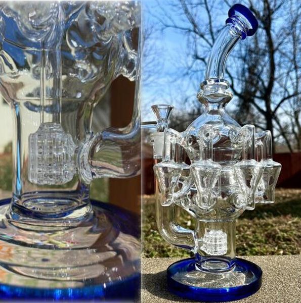 11,8 Zoll große Recycler Dab Rigs Matrix Perc Wasserpfeifen berauschende Glasbong Wasserpfeifen Rauchwasserpfeifen Öl mit 14 mm Schüssel