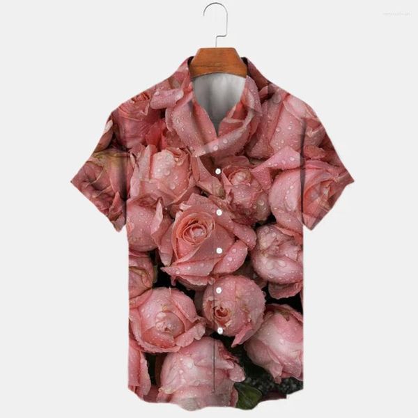 Camicie casual da uomo 2023 Summer Hawaii Camicia a fiori con stampa 3D Modello vegetale Beach Tropical Leisure Street Resort Abbigliamento Y2k