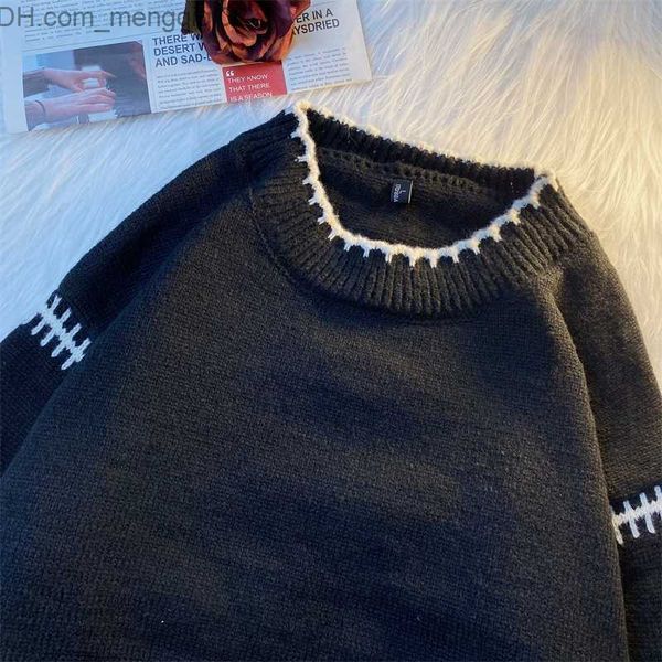 Erkek Sweaters Alkover Erkekler Vintage Japon Süvarisi Sonbahar Moda O-Neck Tasarım Örme BF S-3XL Sıcak Pantolon Basit Z230712