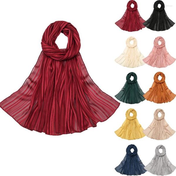 Ethnische Kleidung Streifen Schal Hijab Muslim für Frauen 180X70CM Probe einfarbig Chiffon Blase Pashimina Frühling Sommer atmungsaktive Kopfbedeckung