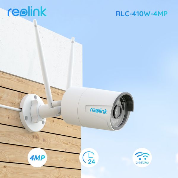 IP -камеры Reolink 4MP WiFi IP IP -камера 2 4G 5 ГГц Инфракрасное ночное зрение Водонепроницаемое обнаружение AI Human Outdoor RLC 410W CAM 230712