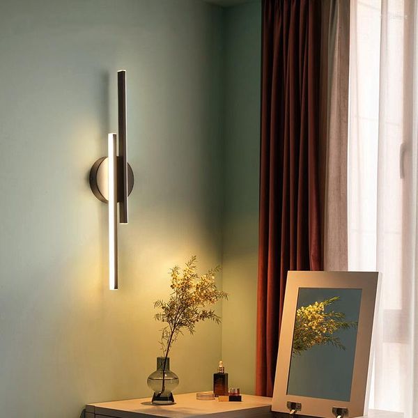 Candeeiro de parede Moderno LED Line Mounted Light Preto Branco Quarto Cabeceira Sala Corredor Fundo El Strip 55CM 14W