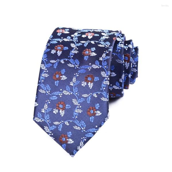 Bow Ties Dianm Tie 7cm Erkek Kravat Donanma Blues Çiçekler Adam İçin Ascot Polyester İpek Cravat Business Party Corbatas Para