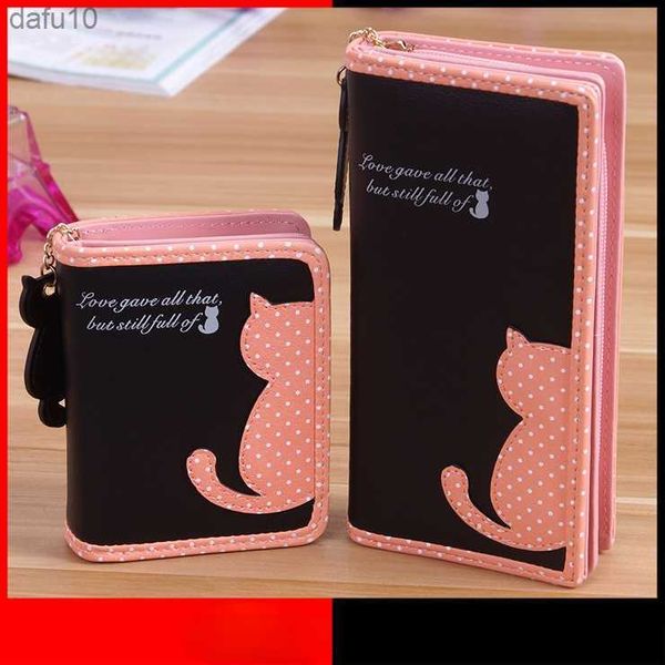 2022New Cat Donna Portafogli Zipper Lady Borse Frizione Portamonete Porta carte Portafogli in pelle PU per donna Billeteras Para Mujer L230704