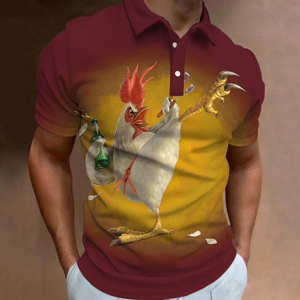 Polos Masculinos Summer Chicken Graphic T Shirts Masculino Streetwear Lazer O-pescoço Manga Curta Tees Camisa Respirável Tops Camisetas Grandes 230711