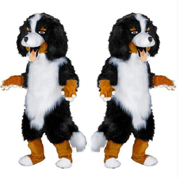 2017 Fast design Custom White Black Sheep Dog Mascot Costume Cartoon Character Fancy Dress for party supply Adult Size2963