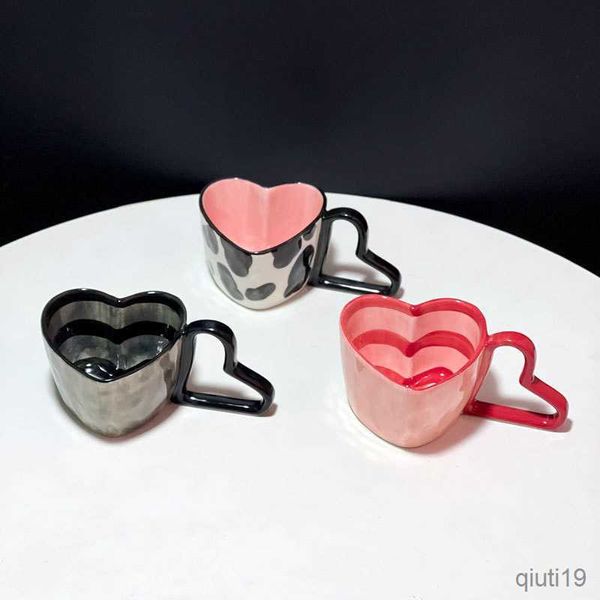 Canecas 350ml Xícara de Café Caneca Coração Criativa Red Heart Cup Cerâmica Xícara de Leite Porcelana Xícaras de Café Utensílios de Mesa Presente dos Namorados R230712