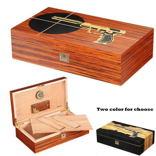 Humidor per sigari di grande capacità Portasigari in legno di cedro con umidificatore Igrometro Scatola per sigari da uomo Gadget regalo per marito