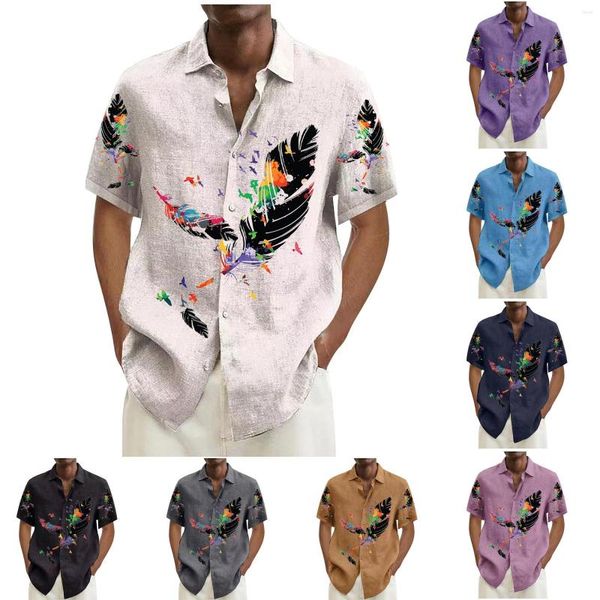 Camicie casual da uomo Abiti firmati da uomo Camicia elegante spogliata Stampa bordo pieghevole Manica corta per uomo Abbigliamento uomo