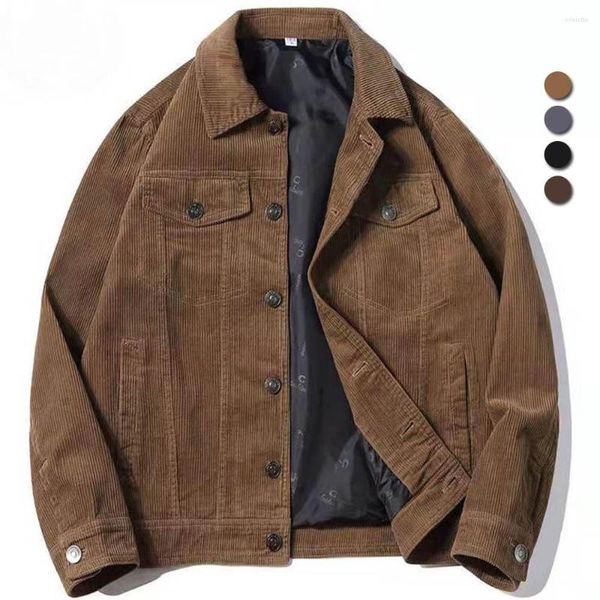 Männer Jacken Vintage Cord Bomber Männer Frühling Herbst Beiläufige Lose Baumwolle Outwear Revers Mäntel Top Arbeitskleidung Cargo Tooling Jacke 4XL