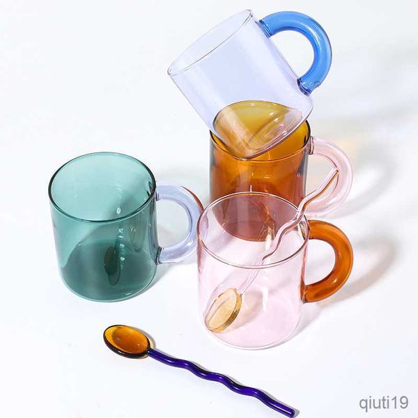 Tassen, handgefertigte Glastasse, Kaffeetasse, Glaslöffel, Glastasse, Bürotassen, Geburtstagsgeschenk, Kaffeetassen, Teelöffel R230712