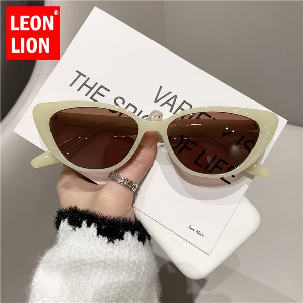 LeonLion 2023 Kleine Cateye Sonnenbrille Frauen Luxus Marke Gläser Frauen Hohe Qualität Brillen Frauen/Männer Spiegel Gafas De Sol mujer