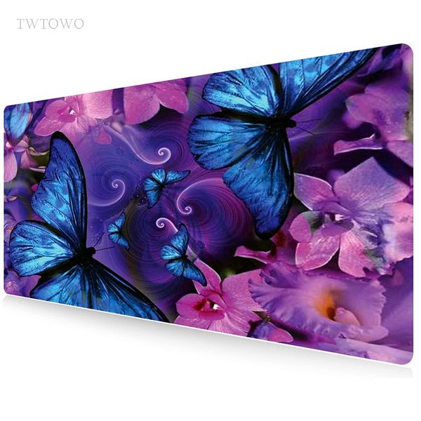 Purple Butterfly Mouse Pad Gamer XL Custom Computer Home Mouseepad XXL мягкий офис натуральный резин настольный настольный настольный панель мыши мыши мыши