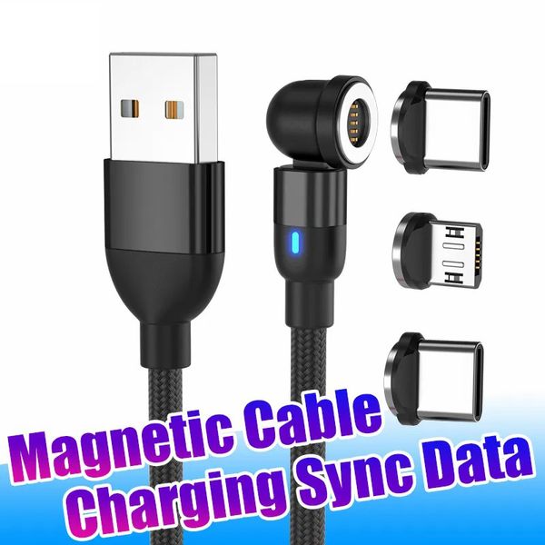 3A Cavo magnetico a ricarica rapida Sincronizzazione dati Caricabatterie ad alta velocità Linea 3ft 6ft Tipo C Cavo micro USB con CE FCC ROHS