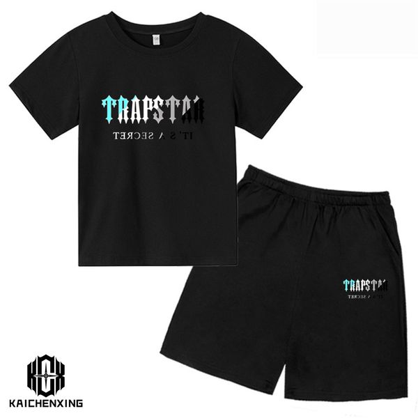 T Рубашки Summer Trapstar Tshirt Kids Boys Boys Beach Shorts Sets Streetwear Suit Men Женская одежда для девочек спортивная одежда 230711
