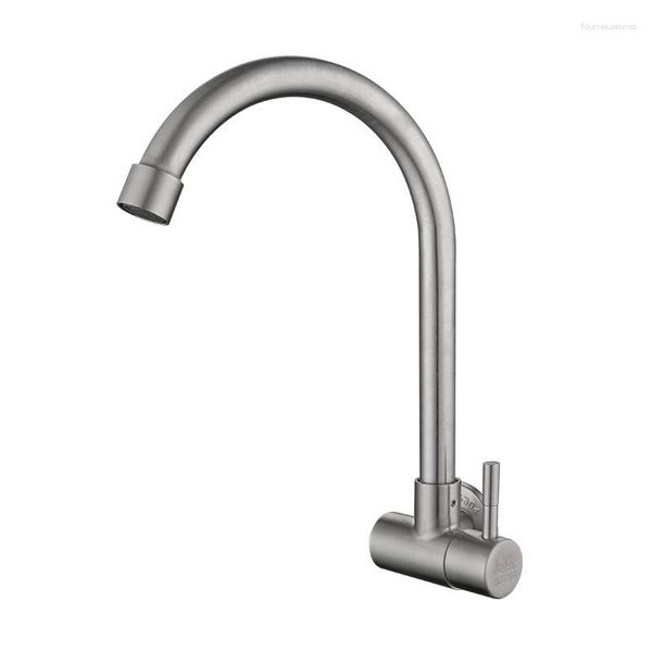 Küchenarmaturen 1PC304 Edelstahl Winkel Einzelkühlwasserhahn Gebürstetes Waschbecken In-Wandgewinde G1/2'