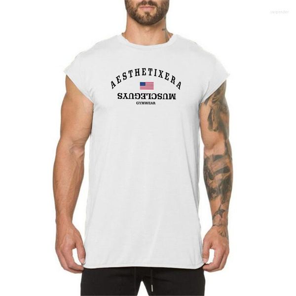 Camisetas Masculinas Moda Masculina Hip Hop Streetwear Manga Pequena Academias Treino de Fitness Ajuste Justo Verão Algodão Respirável Sensação de Fresco Casual