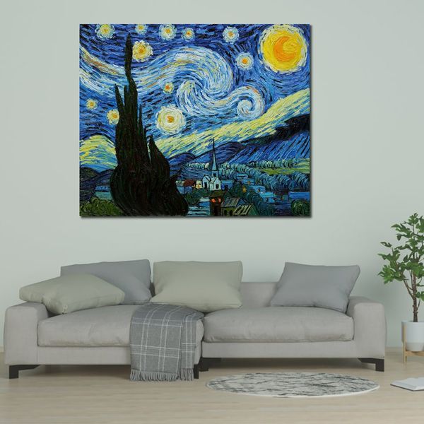 Высококачественный ручной работы Винсент Ван Гог живопись маслом звездного ночного пейзажа Canvas Art Красивый декор стены гостиной