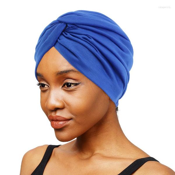 Roupas étnicas Índia Mulheres Algodão Turbante Chapéu Hijab Twist Knot Chemo Boné Elástico Gorro Queda de Cabelo Envoltório para a Cabeça Muçulmano Capa Touca