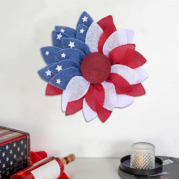 Dekoratif Çiçek Kapı Çelenk Kirap Tasarım ABD Bayrak Plastik Mutlu Bağımsızlık Günü Yapay Çiçek Çelenk Ev Dekor