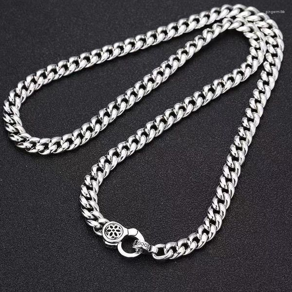 Ketten 925 Sterling Silber Kubanische Kette Japanische und Koreanische Hip-Hop Halsketten Punk Vintage Kirschblüte Mode Halskette Luxus Geschenk