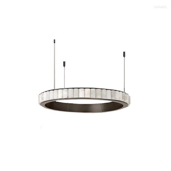 Kronleuchter LED Retro Marmor Ring Edelstahl Hängelampen Kronleuchter Beleuchtung Lustre Suspension Leuchte Lampen für Wohnzimmer