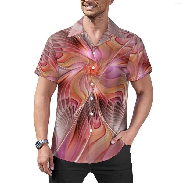 Camicie casual da uomo Camicia allentata a farfalla astratta Vacanze Fantasy Arte frattale Camicette oversize alla moda a maniche corte con grafica estiva