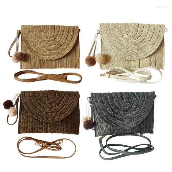 Depolama Çantaları Straw Beach Bag Dokuma Çantalar Cüzdanlar için Dokuma İşlemi ile Kozmetik Alışveriş