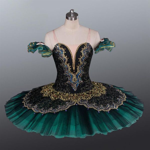 AP043 adulto preto dourado la esmeralda tutus desempenho balé clássico profissional tutu meninas panqueca quebra-nozes fantasias de dança263e