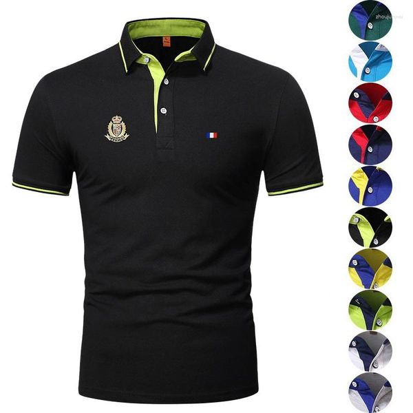 Erkek Polos Yaz Polyester Pamuk Erkek Polo Gömlek Günlük Kısa Kollu Homme Moda Erkek Yakası T-Shirt Üstleri S-4XL