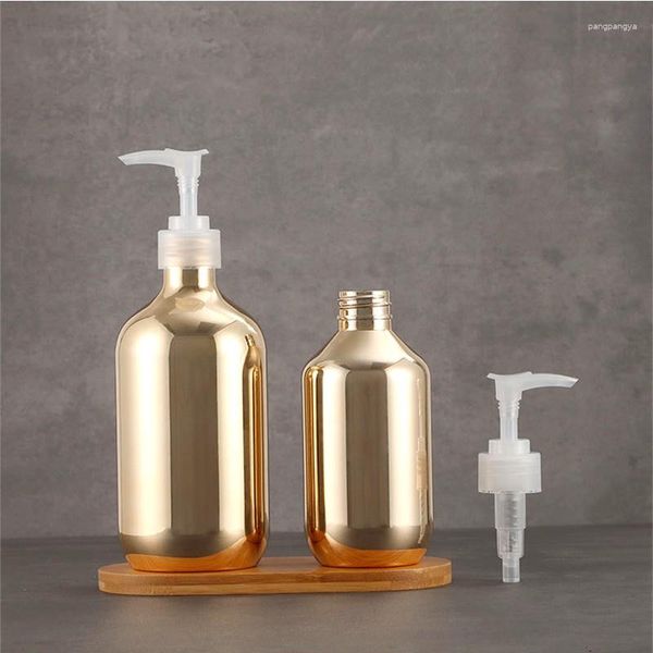 Garrafas de armazenamento 300/500ml Frasco de xampu de grande capacidade PET Loção tipo prensa vazia para banheiro Gel de banho Dispensador de sabonete