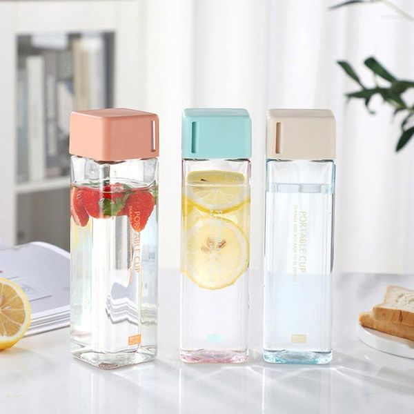 Garrafas de água Wbwbmy linda garrafa para meninas caixa de leite transparente copo portátil simples estudante anti-queda caneca de presente de plástico