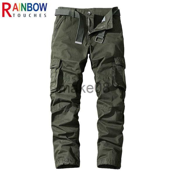 Calças masculinas Rainbowtouches Cargo Pants New Casual Fashion Sports Training Outdoor Trousers Mens Military Pocket Solid Straight Tactical Pant J230714