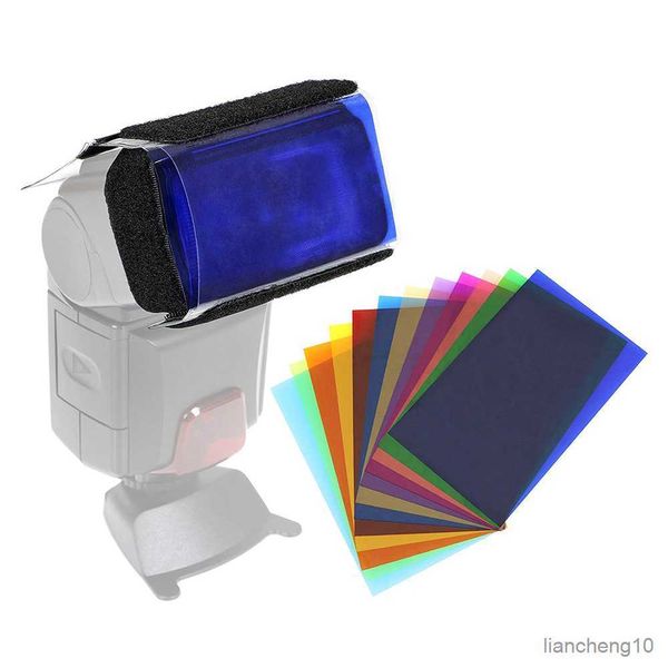 Diffusori Flash 12 Colori Fotocamera Flash Gel Diffusori Filtro Trasparente Bilanciamento Colore Kit Filtro Illuminazione per Foto Studio Accessori Fotocamera R230712