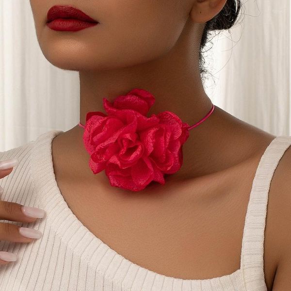 Anhänger Halsketten Sexy Einfache Rose Blume Langes Seil Halsband Halsband Chocker