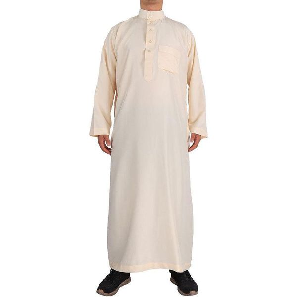 Giacche Abbigliamento uomo musulmano Abito islamico Moda Caftano Nero Thobe Arabia Saudita Caftano Abaya Turchia Dubai Robe Pakistan Marocchino