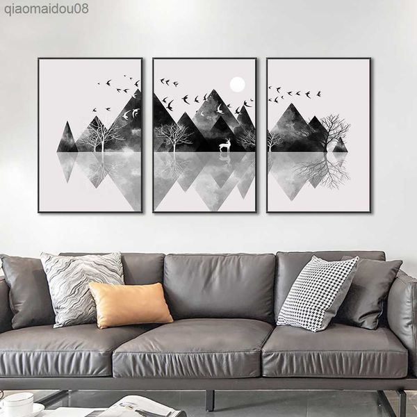 3pcs set tuval boyama soyut modern siyah dağ duvar sanat baskıları ve posterler oturma odası ev dekorasyonu l230704