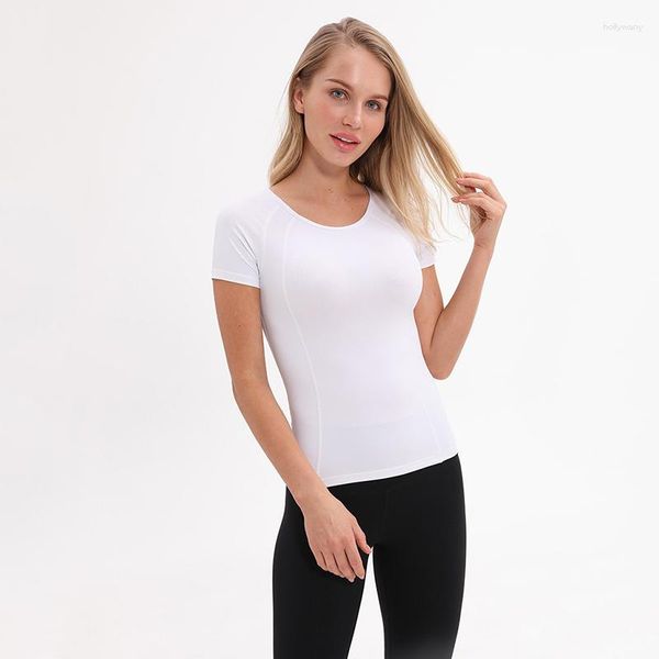 Camicie attive ABS LOLI Solid Slim Fit Top da allenamento per donna Manica corta Prestazioni atletiche Palestra Fitness Yoga con ventilazione a rete