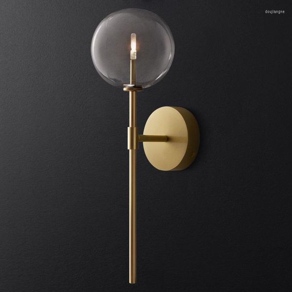 Wandleuchte Amerikanischen Einfache Gold Moderne Runde Glas Ball Wohnkultur Wandlampen El Hintergrund Spiegel Licht Nordic Retro Luminarias