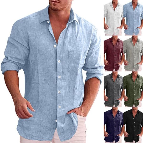 Herren-T-Shirts, Taschenhemd, Packkragen, Pyjama, lange Ärmel, locker, einfarbig, Revers, lässig, 10 Memory-Schaum