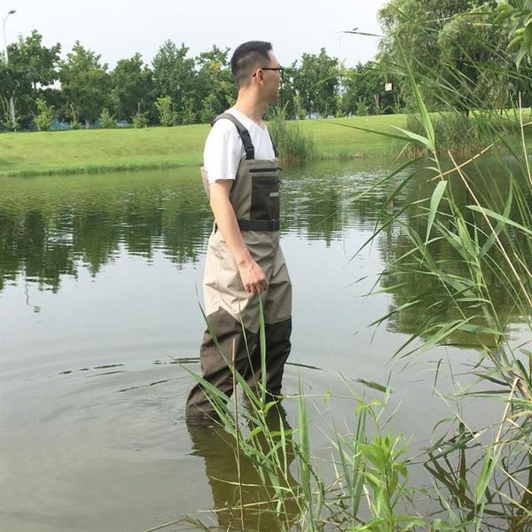 Roupas ao ar livre Pesca Waders Calças No peito Macacões Roupas Impermeáveis Com Pé Macio Bota Respirável Caça Trabalho DX1321f