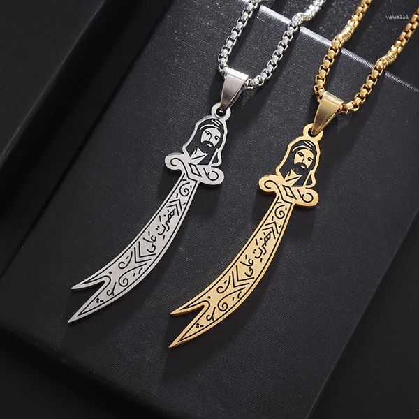 Collane con ciondolo Islam Zulfiqar Sword Of Imam Ali Quran Collana per uomo Acciaio inossidabile Banchetto moda Donna Gioielli religiosi