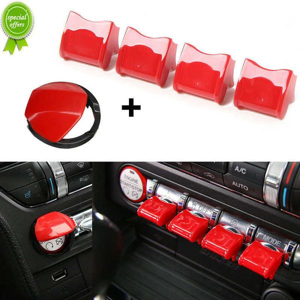 5pcs Gösterge Tablosu Motor Başlat/Durma Düğmesi Anahtarı Kapaklar Araç Motor Başlangıç ​​Düğmesi Dekor Kapakları Ford Mustang 2015+ için Kırmızı Aksesuarlar