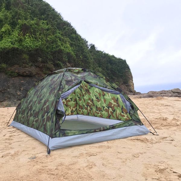 Barracas e Abrigos Ao Ar Livre 1-2 Pessoas Barraca de Acampamento Impermeável à Prova de Vento Guarda-sol UV Canopy Tenda de Camuflagem Tenda Dobrável Toldo Carry Bag 230711