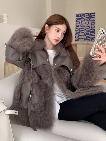 Pele do vintage grosso moda quente casaco de pele das mulheres 2023 inverno nova moda coreana imitação de pele de raposa acolchoado casaco rua outwears
