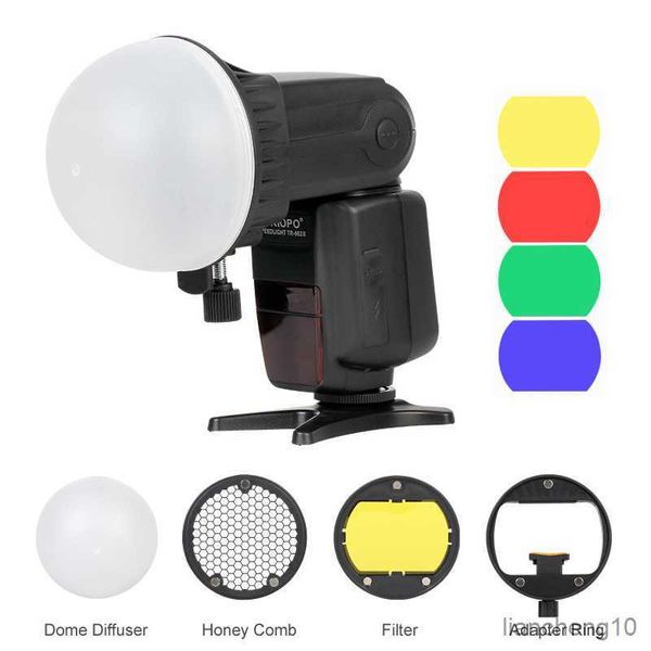 Blitzdiffusoren Triopo Flash Magnetische Kuppel Farbfilter Wabengitter Kugeldiffusor Speedlite Zubehörset für Godox Yongnuo Taschenlampe R230712