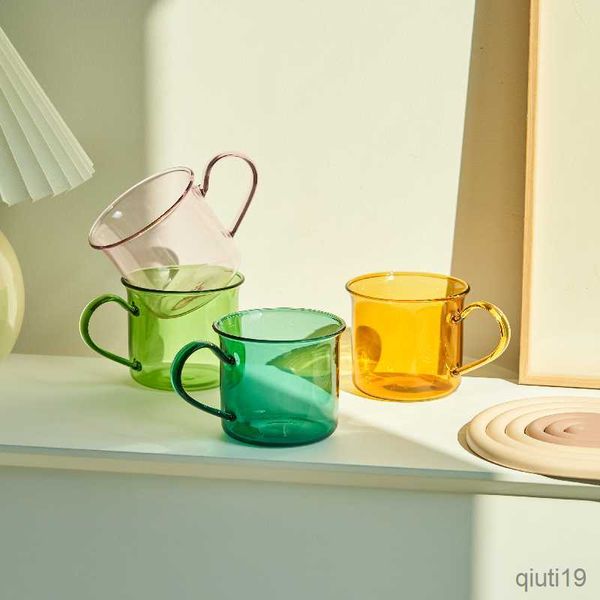 Кружки Set Glass Cup Modern Coffee Mug Семейная пара водяной чашки для питья бокалы теплостойкость Подарочная упаковка 200 мл R230712